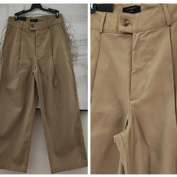New Banana Republic Wide Leg Tan Pants Size 6 - Picture 1 of 12